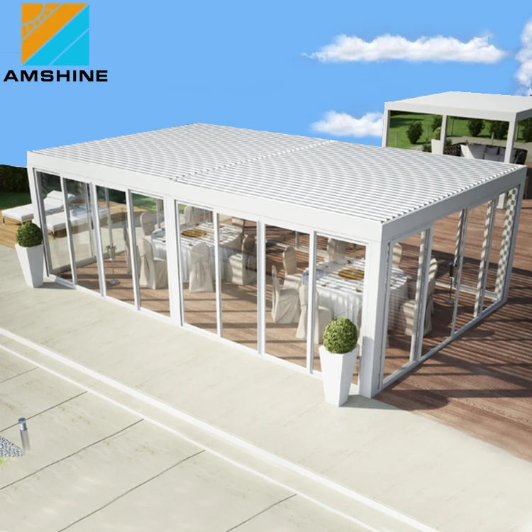 Motorized Garden Aluminium Gazebo Cover Pergolas Ideas Louver Roof Kits With Sliding Door