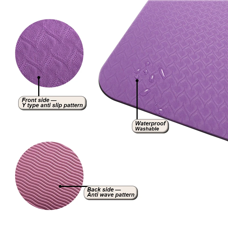 Flexible high density 80cm custom posture line logo workout mat 6mm water resistance TPE yoga mat