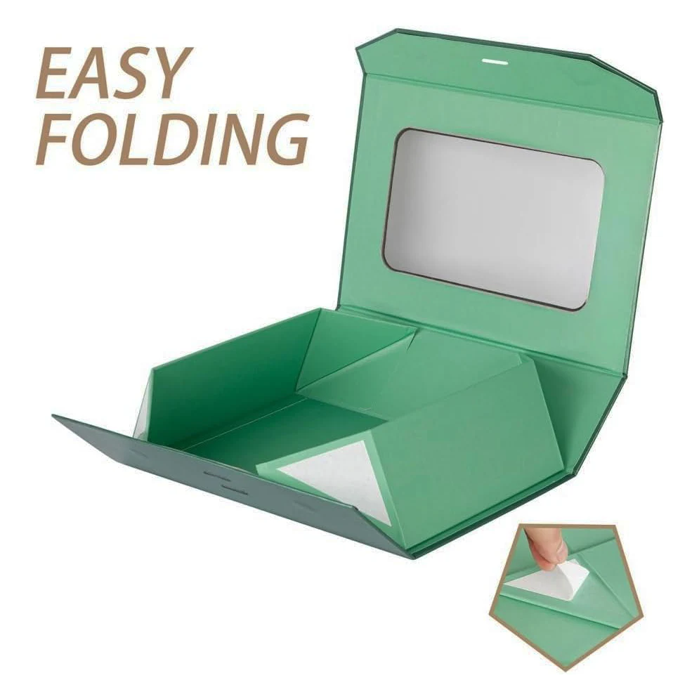 Perfume cosmetics Factory customization Emerald high grade Coated paper box for flowers magnetic gift paper box with window