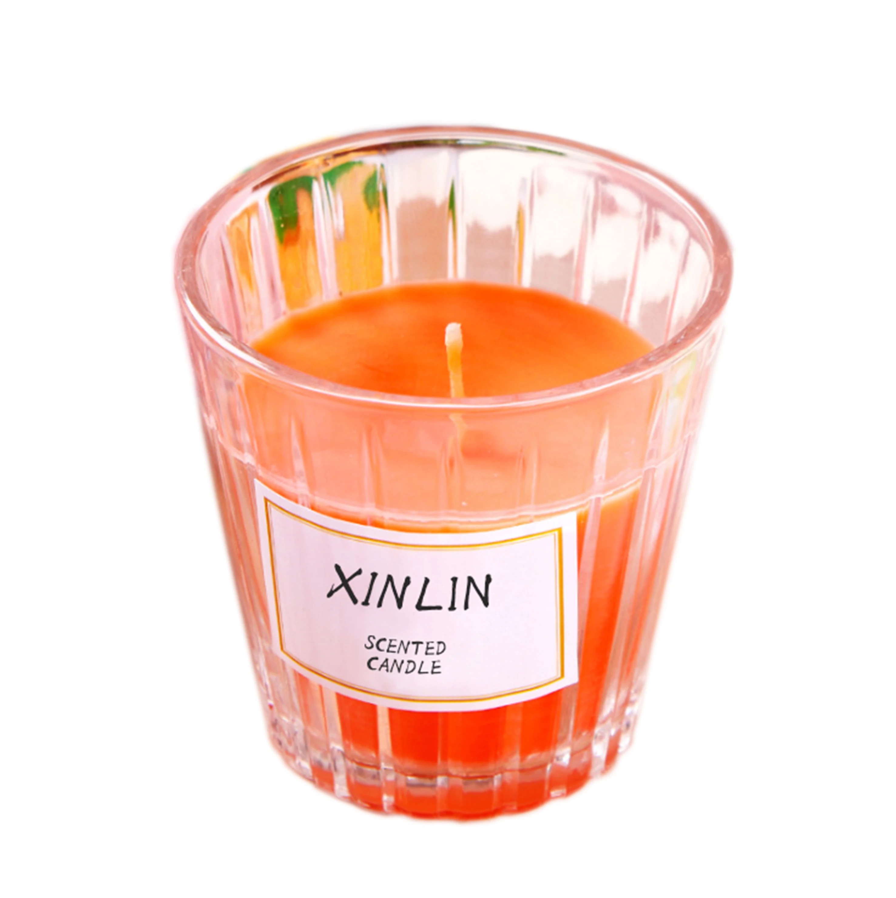 High Quality Decorative Vertical Stripe Colorful Glass Jar Aromatherapy Candle Private Label Scented Soy Wax Candle