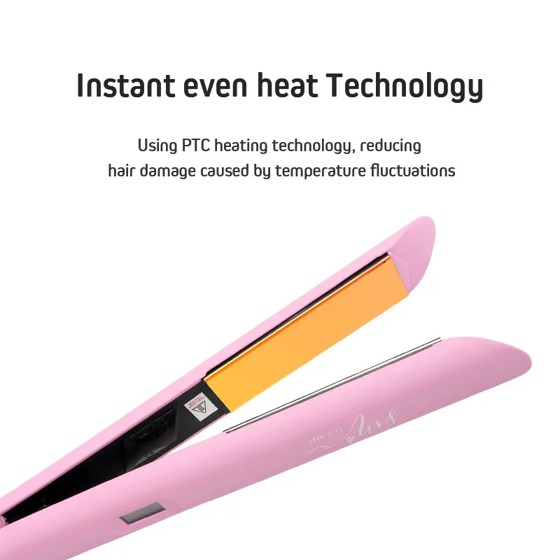 Hair Styling Wholesale Fashion PTC Plate Hair Straighteners with LED Display Hair Straightener Flat Iron Nano Titanium