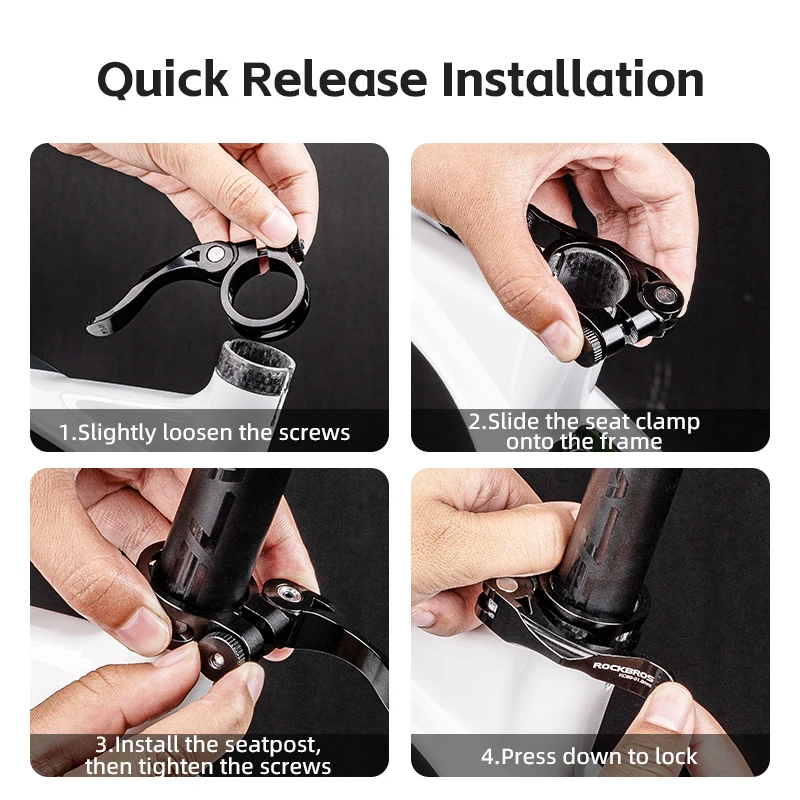 ROCKBROS Road Mountain Bicycle Lock Seat Post Clamp Aluminum Alloy 31.8mm Quick Release Mtb Bike Bicycle Seat Post Clamp