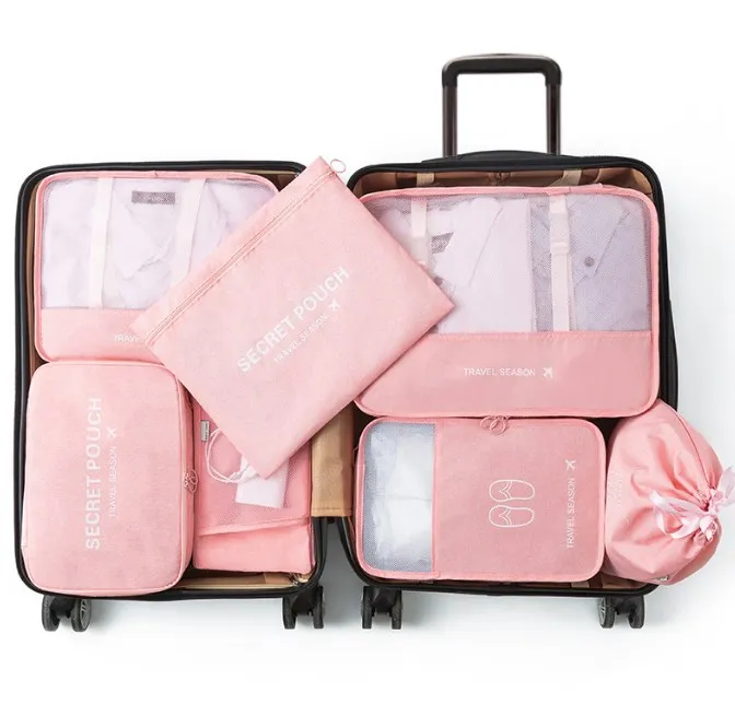 High Quality 7Pcs Set Travel Storage Bag Set Travel Cubes Packing Storage Bag Organizer for Suitcase