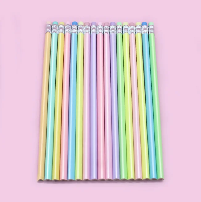 Wholesale Macaron Triangle Rod Sketch Painting Pen School Supplies HB Pencil With Eraser