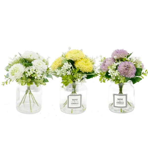 Artificial Ball Chrysanthemum Artificial Flower Bouquet Vase For Wedding Home Decor
