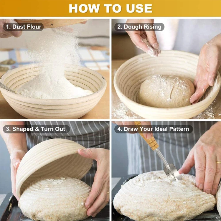 homemade most complete proofing kit bread baking bowls oven baskets round  dough mixing bowl oval liner cloth basket