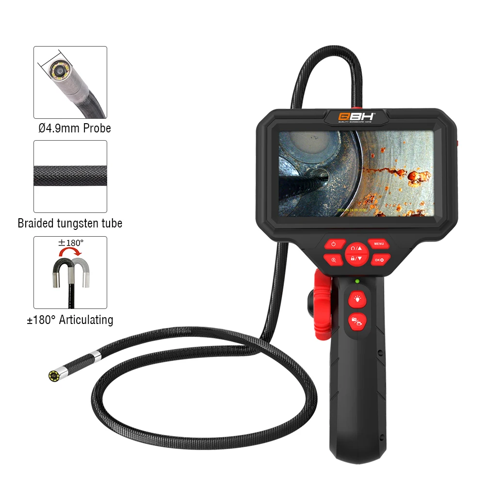 QBH 5 inch 2 million effective pixels detachable screen IP67 1080 infrared borescope inspection camera for car engine