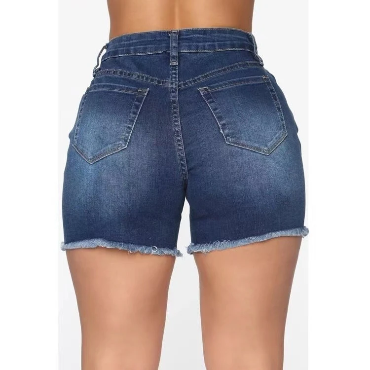 Factory price wholesale lady jeans biker short women ripped denim shorts
