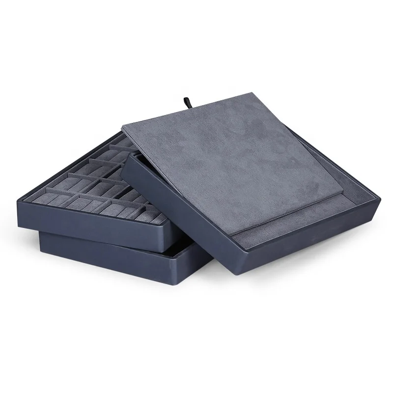 Velvet Rings Display Stand Luxury Rings Tray Hand Make Gray Cases Displays Jewelry Display Stand Set