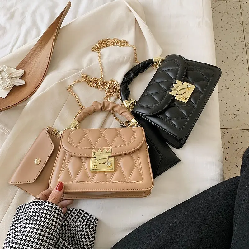 
Crossbody Bag Handbag Fashion Korean Style Cheap Embroidered PU Leather handbags women shoulder long strap bag with change purse 