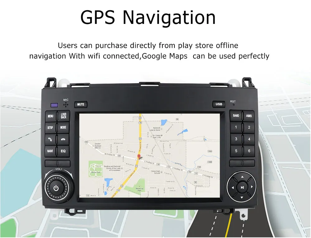 LeLv Android 7 inch car radio BT GPS FM Player for Benz B200