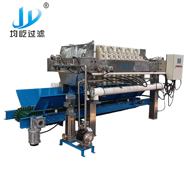 NEW Hydraulic membrane Filter press with Conveyor belt for chemical liquid sludge dewatering