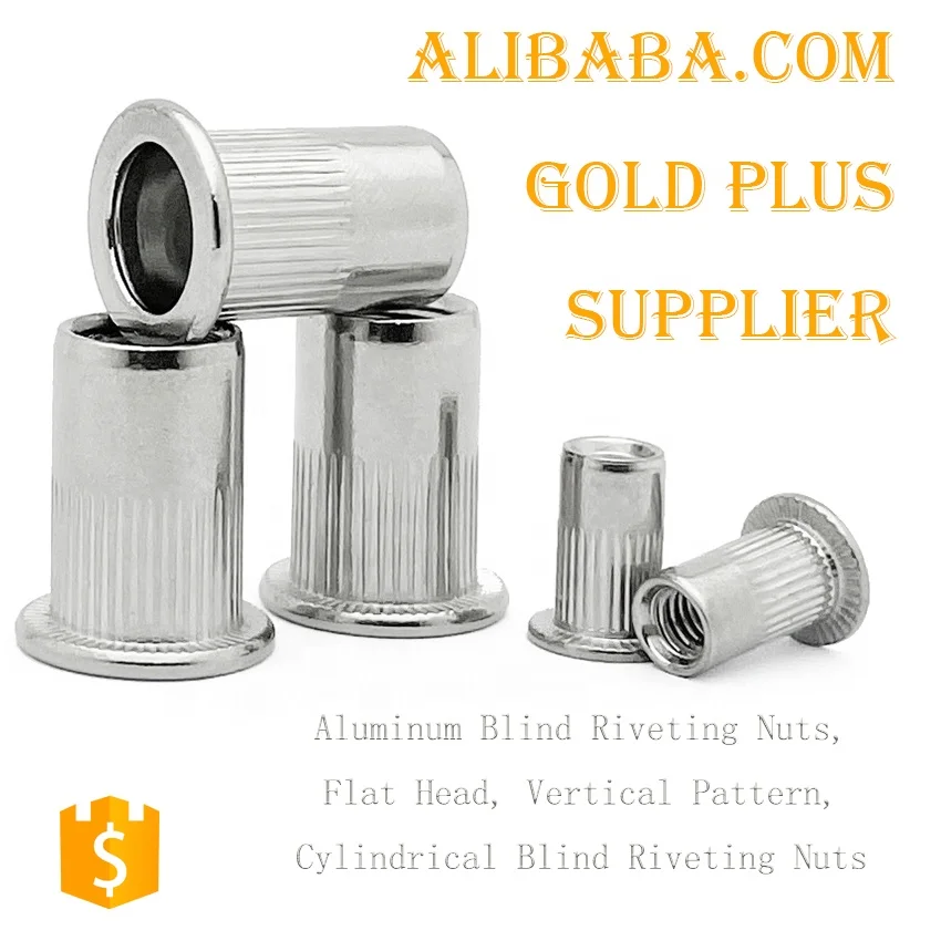 ALUMINUM  RIVETING NUTS FLAT HEAD VERTICAL PATTERN CYLINDRICAL BLIND RIVETING NUTS FOR PLATE