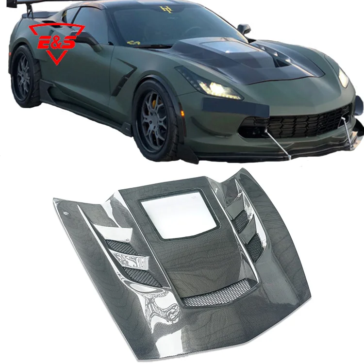 New Arrival C7 Carbon Fiber transparent Car Hood Bonnet For Chevrolet Corvette C7 Engine Hood