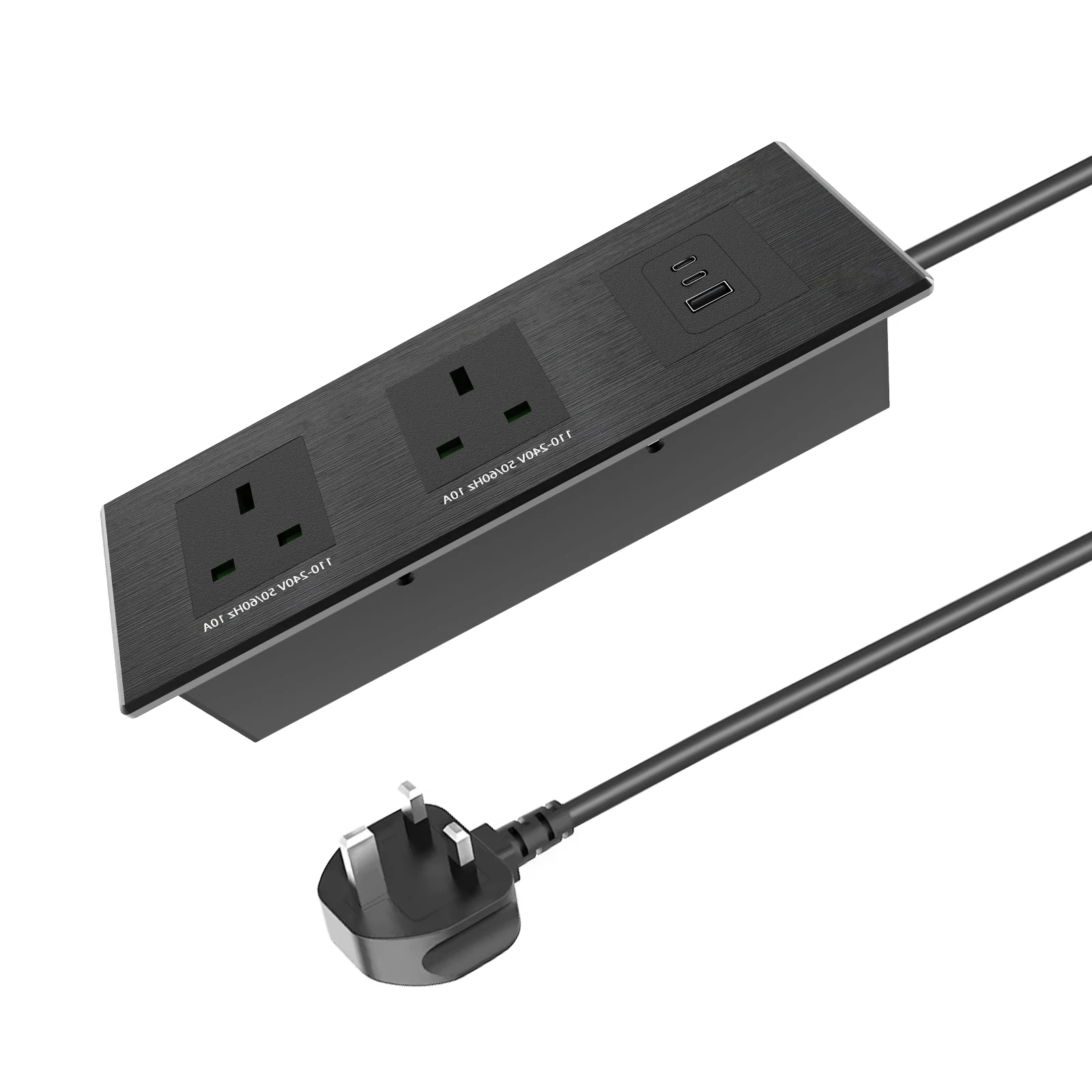 Multifunctional Uk Recessed Wall Plug Mounted Power Outlet 65W Desktop Surge Protector Power Strip Socket Office Desk USB Socket