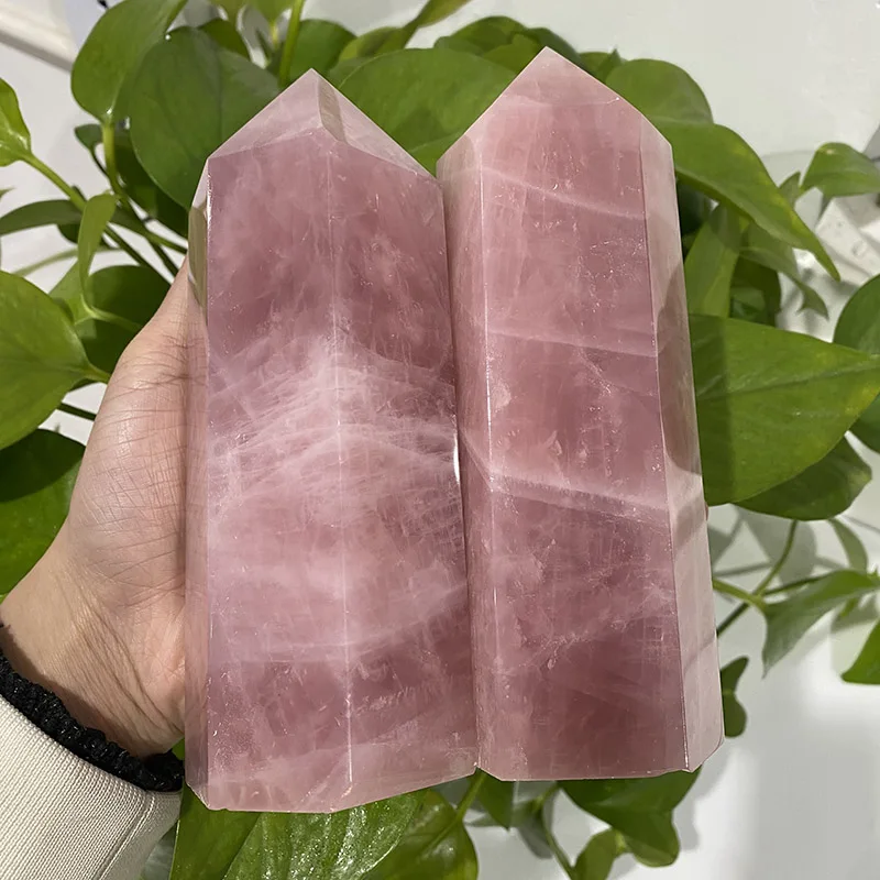 Wholesale natural quartz rose quartz crystal tower large point Wands for decoration