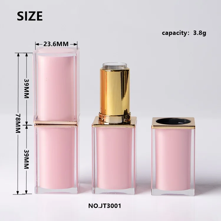 Pink Big Wand High Quality Free for Sample Custom logo square Lipstick Tubes for Cosmetic Packaging