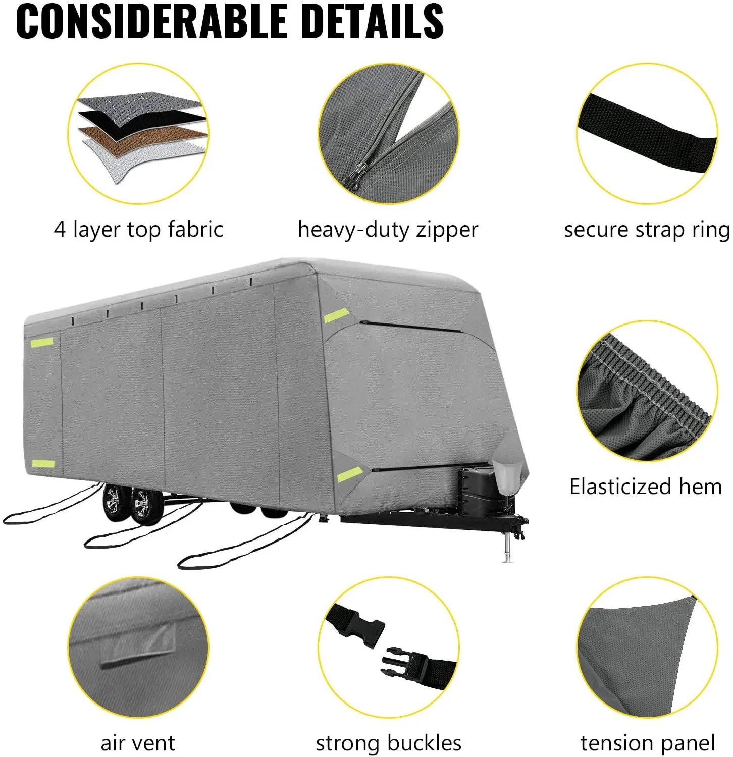 Multilayer Layers Nonwoven Fabric Caravan Car Motorhome Cover Waterproof Ultraviolet-proof Dustproof RV Cover