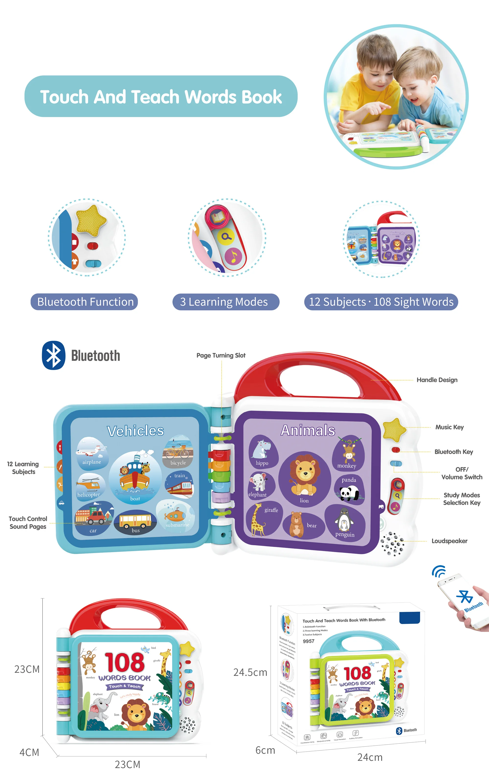 Learning Friends English-Chinese 108 Words Book Early Learning Education Toys with Activity Guide for Baby Boys Girls Gifts