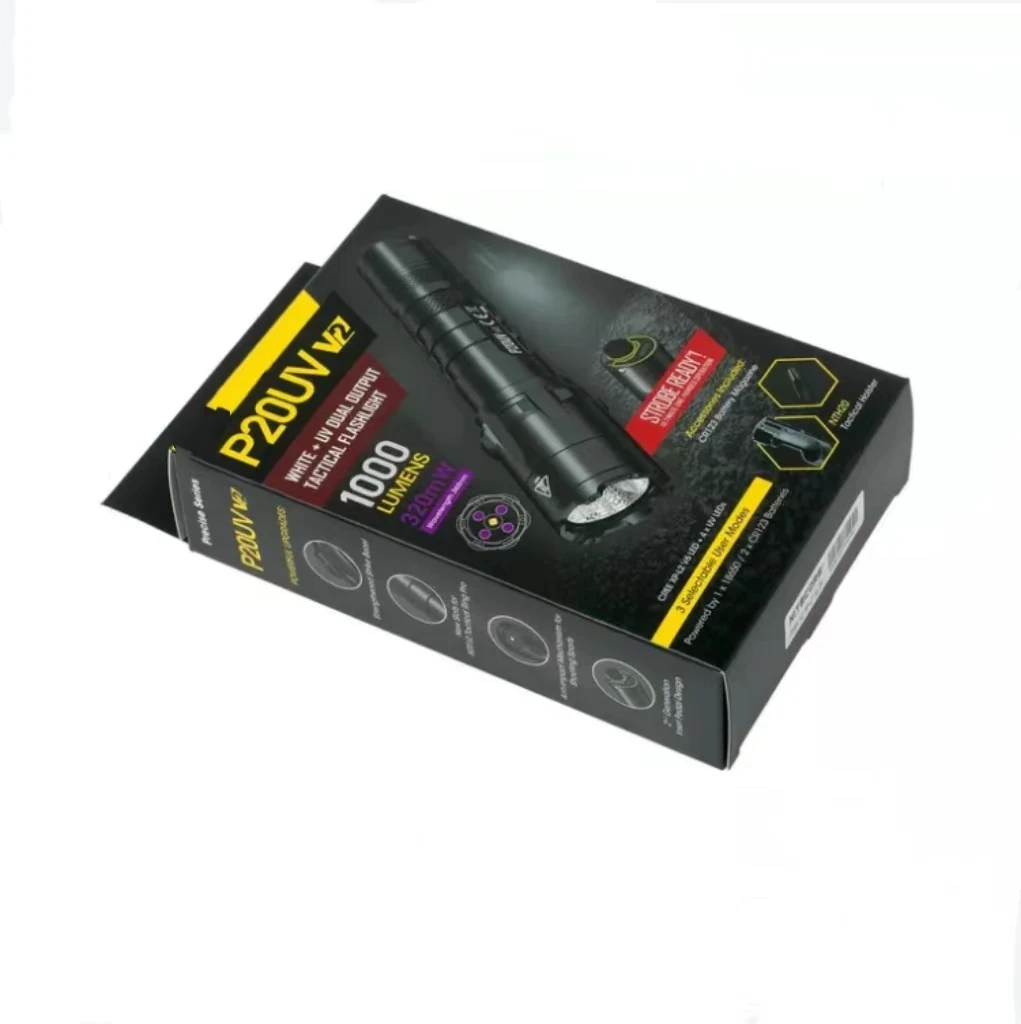 Custom New Design Tactical flash light Holster packaging box Paper LUMEN LED packaging box Corrugated Cardboard Box With Hanger
