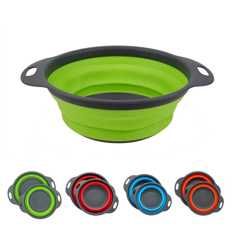 Хит продаж, Круглый дуршлаг, кухонный Силиконовый Фильтр, сливная корзина для воды, складной дуршлаг