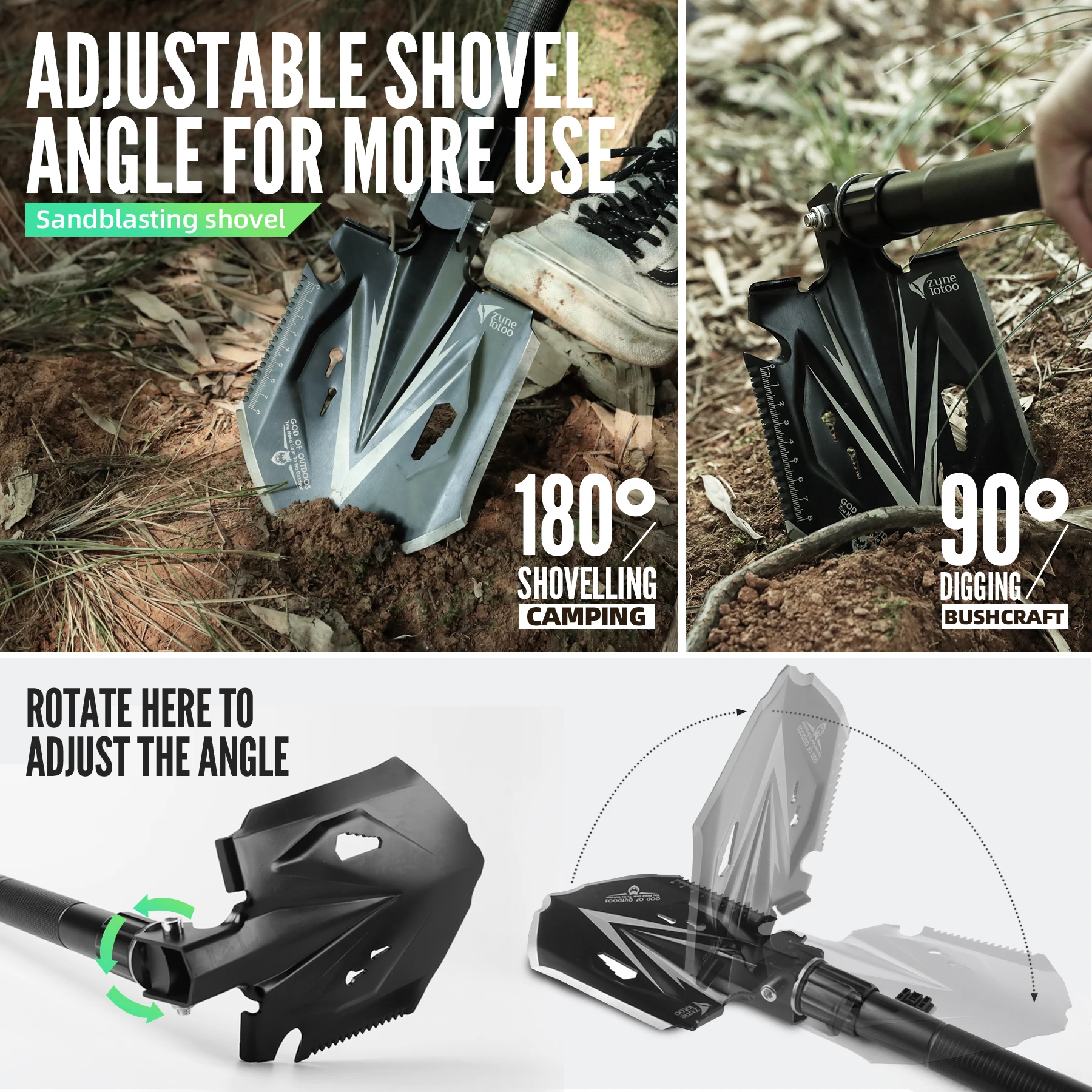 High Quality Carbon Steel Multi-function Portable Survival Kits Outdoor Camping Multi Purpose Spades & Shovel Tactical