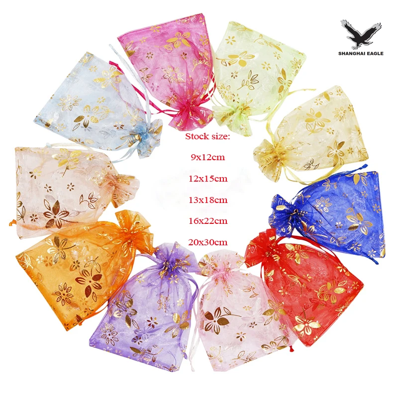 
Wholesale Custom Gift Pouch Jewelry Packaging Silk Organza Drawstring Bag 