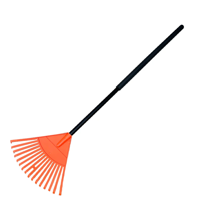 16/24T plastic garden hand landscaping large yard heavy duty tool fork leaf rake with wood handle have sponge  protected grip