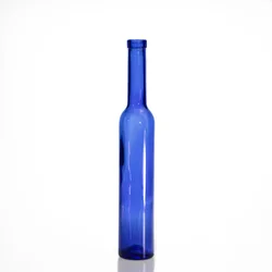 Unique  Long Neck Blue Wine Glass Bottle 380ml  Ice Wine Bottle For Beverage