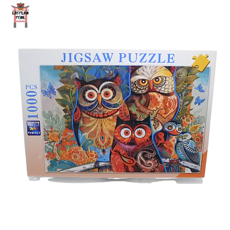 2021 High Quality Owl Puzzles Oil Painting Factory Price 1000 Piece Cardboard Large Jigsaw Puzzle For Adults and