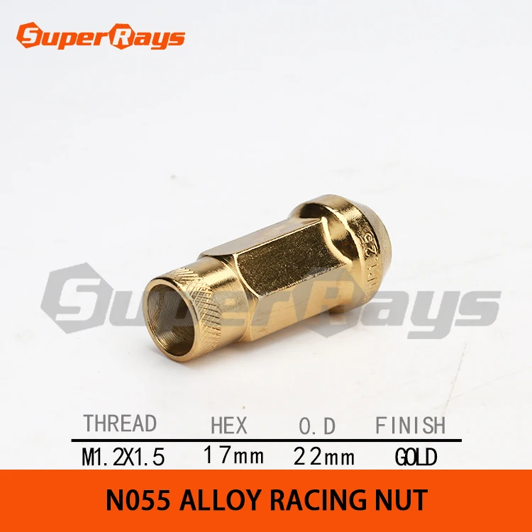 N055 GOLD MUTEKI Cone Seat 17mmHex M12x1.5/M12x1.25  Blister Packing Wheel Racing Nut Sets