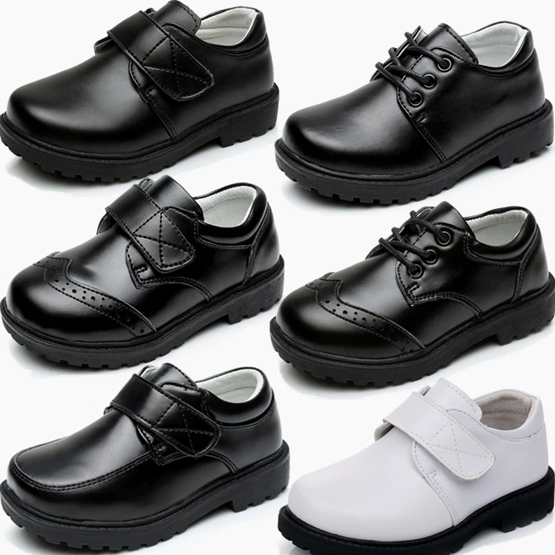 Wholesale children kids boys Performance formal dress black school leather shoes