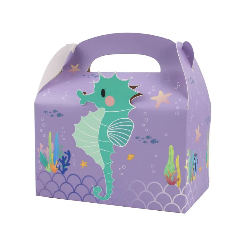 New 3D Mermaid Candy Box Gift Biscuit Boxes Square Hand-hold Cake Gift Packaging Carton For Girls Party Favor