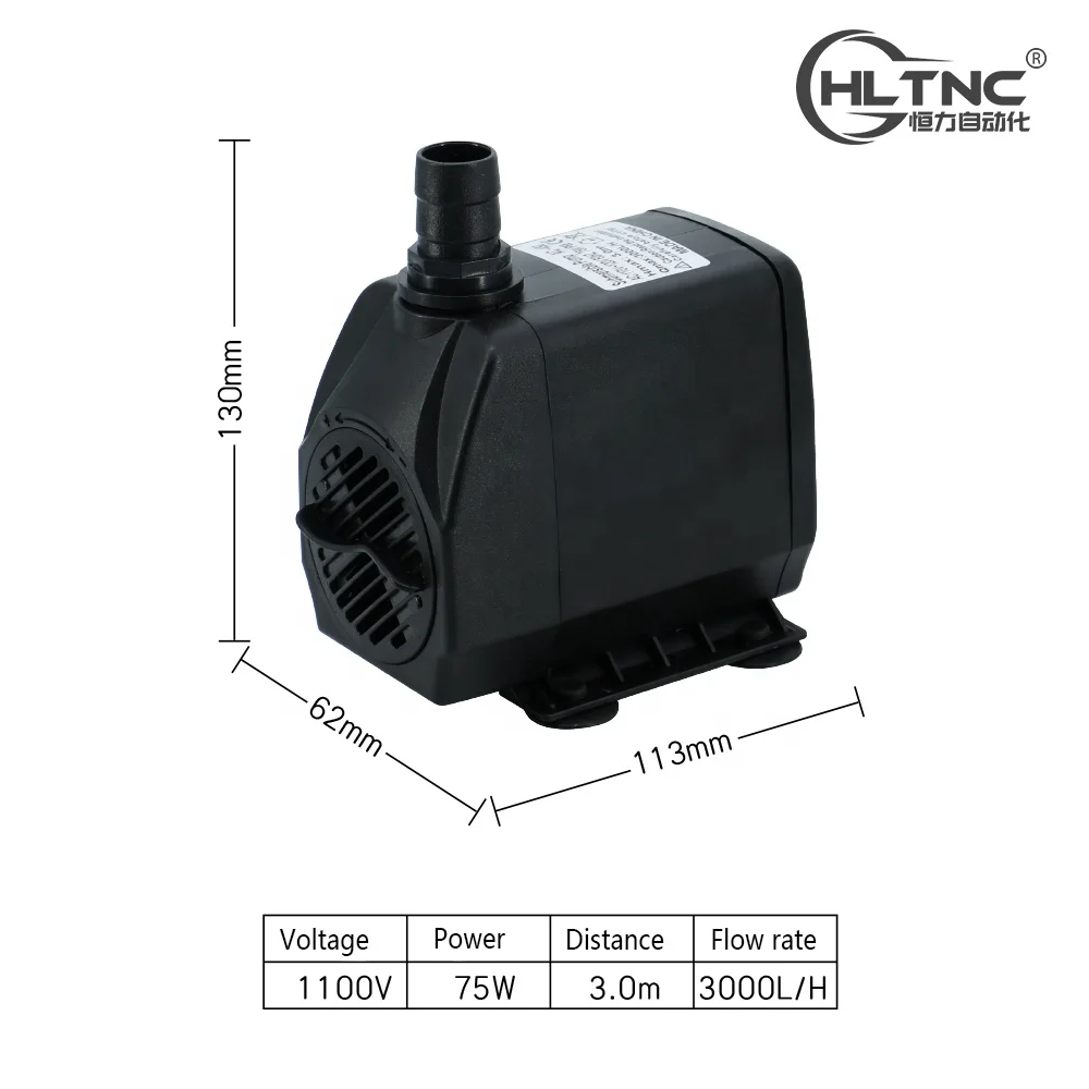 Head 3M Flow rate 3000L/H Submersible Water Pump Mini Submersible Water Pump 110V 75W Water Pump