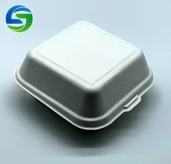 Wholesale Eco Friendly Biodegradable Disposable Compostable Bagasse Sugarcane Fiber Food Container Burger Packaging Box