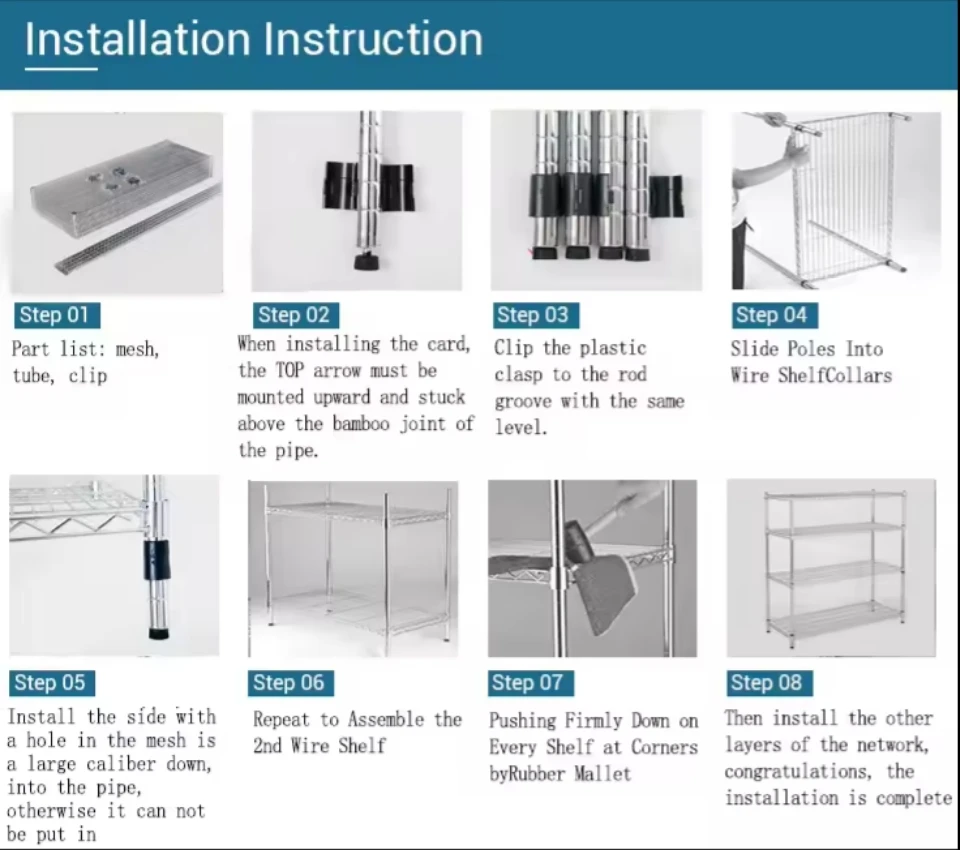 5 Tier Chrome Metal Carbon Steel Shelf Storage Shelves Wire Mesh Shelving Rack for Household Kitchen