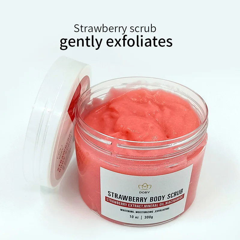 OEM Private Label Natural Exfoliating Whitening Organic Strawberry Body Cleaning Fruit Body Scrub
