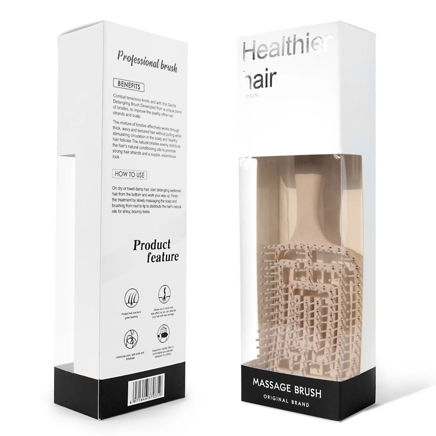 White card stock wholesale customized color folding paper box  visual PVC windowing FOR product packaging  comb cosmetics