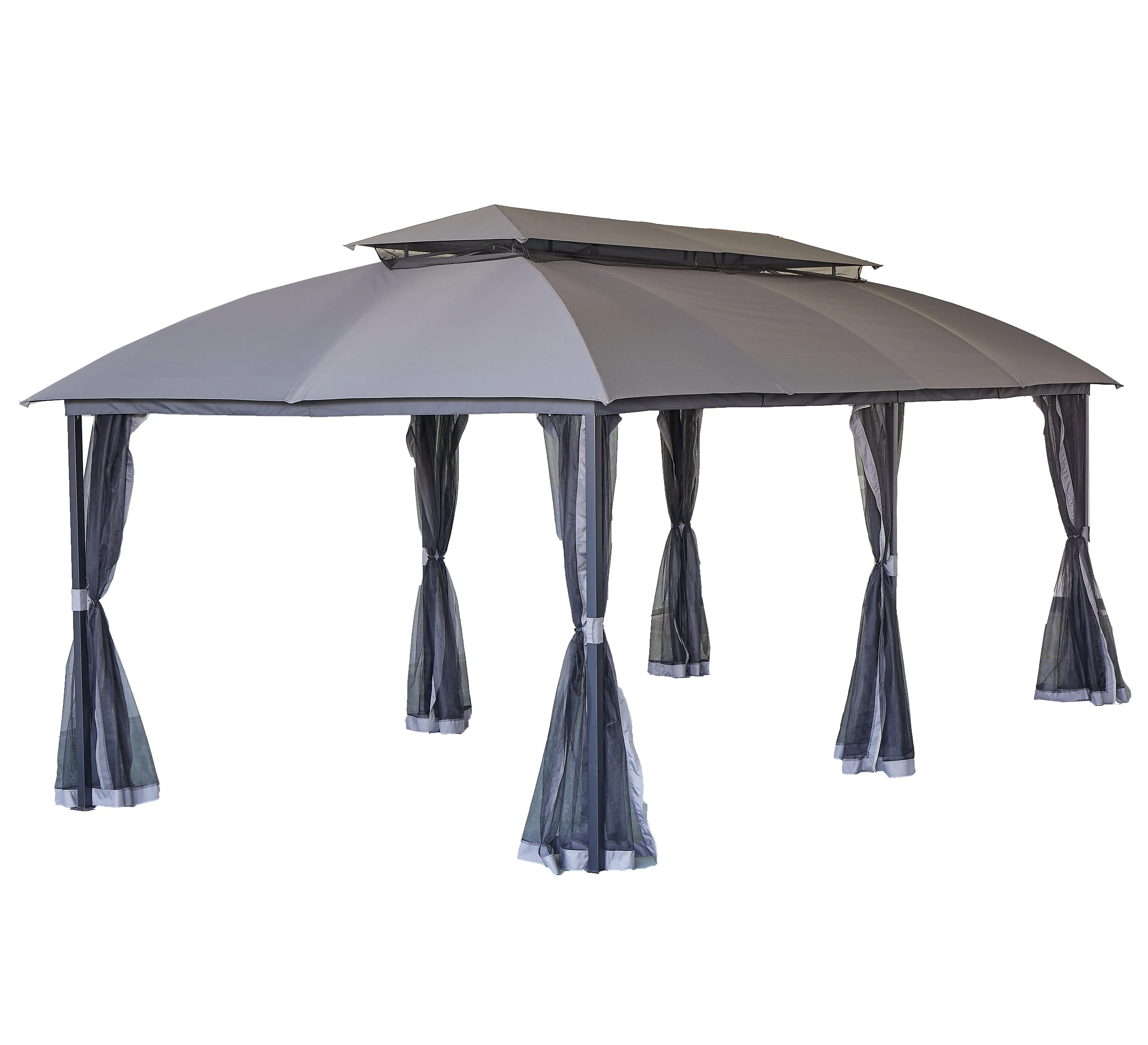 10x16 rectangle soft proof with 2-tier design and netting patio garden wooden aluminum metal gazebos pavilion for sale