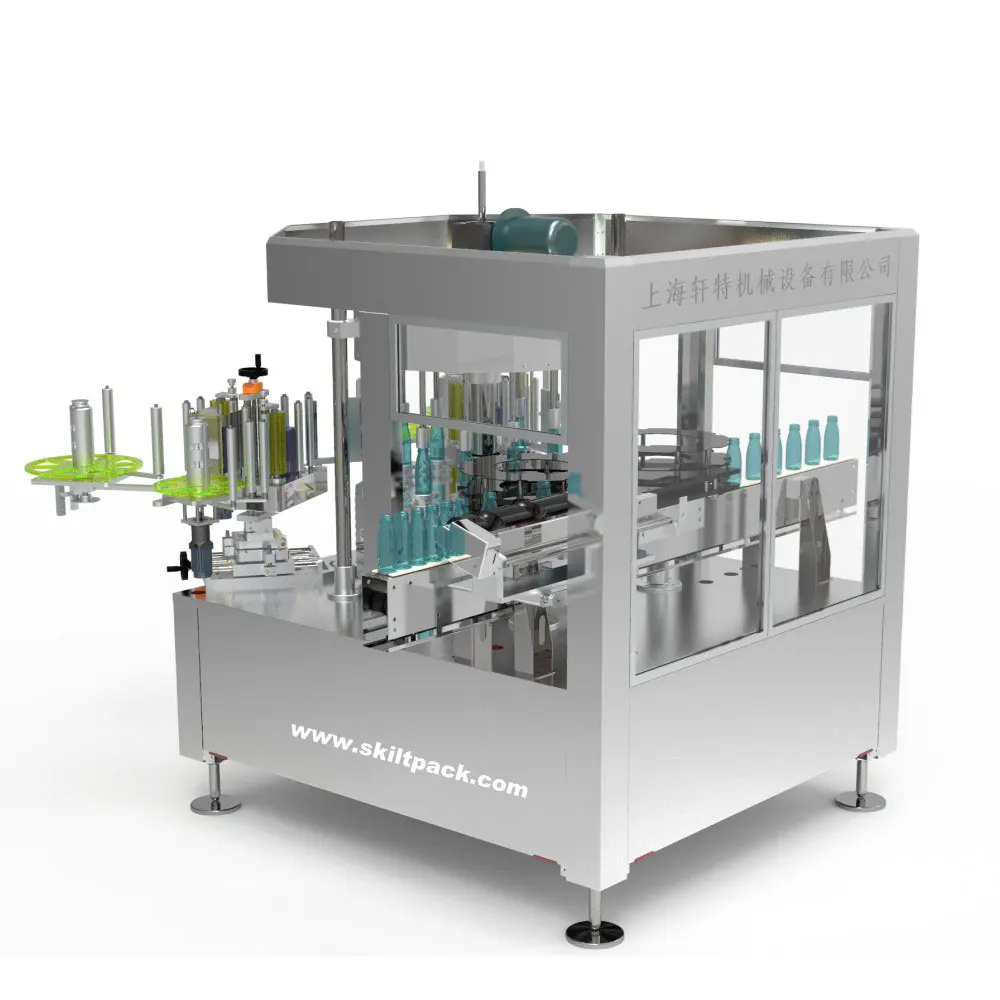 SKILT Machinery High speed rotary way type round square bottle cans labeling machine