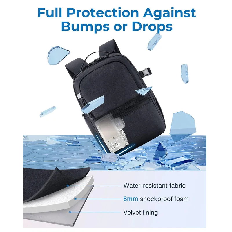 Customize Waterproof Mini Camera Bag  Camera Case Photography Backpack for Men Women