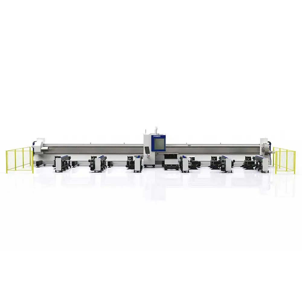 6.5m tube cutting three chuck high precision steel tube fiber laser cutting machine 6000W 3000W