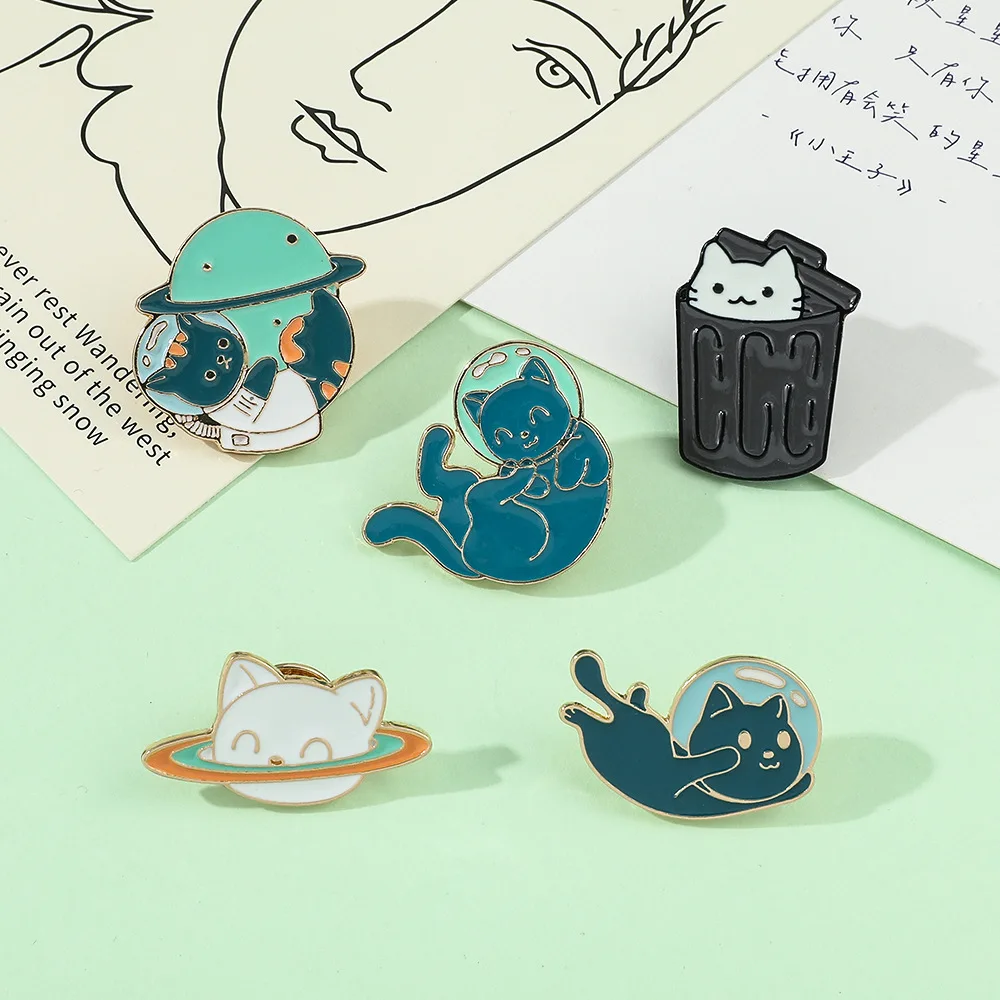RTS Wholesale Factory Direct sales Low moq cute animals Black Cat Panda enamel pin for clothes metal craft Holiday gift trinkets