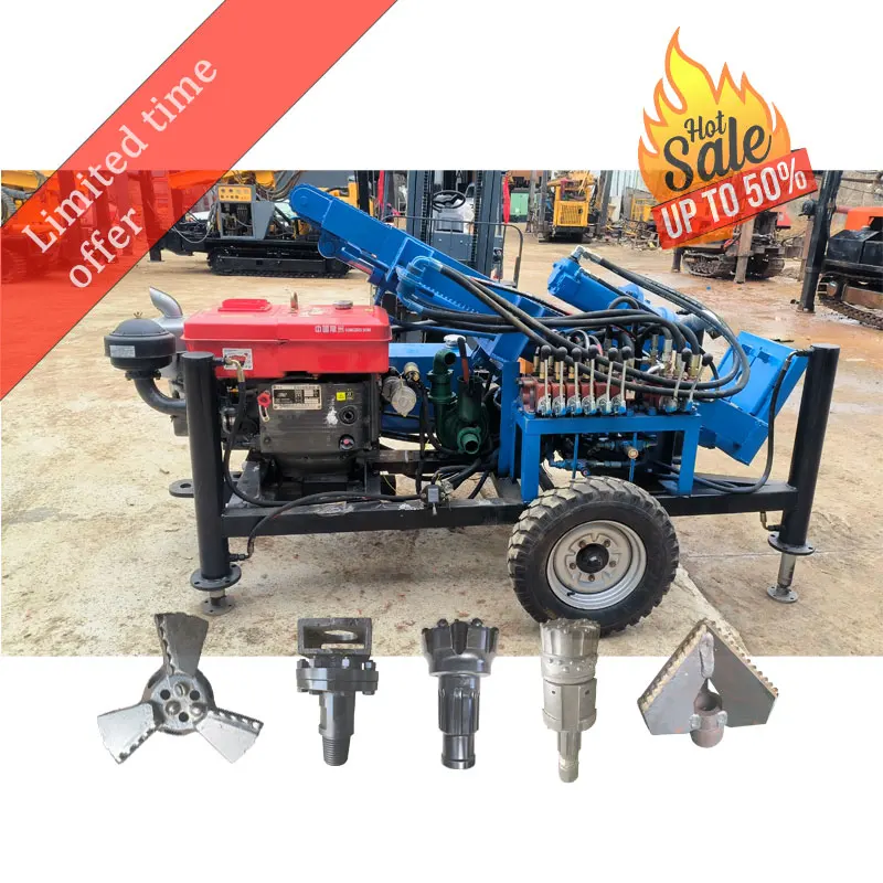 water well rig portable Wheeled Pneumatic borehole deep water well drilling rig machine drill rig