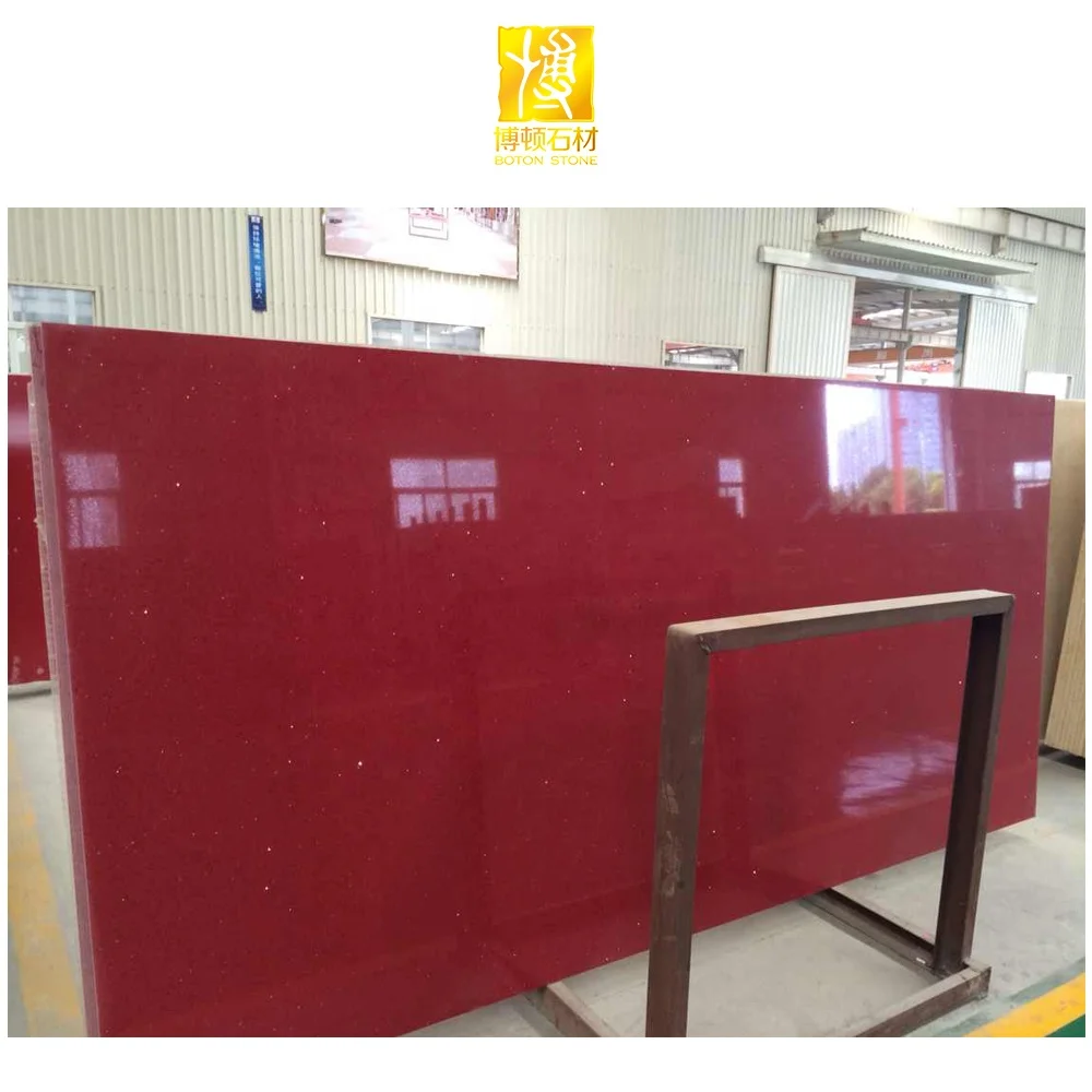BOTON STONE Alibaba-china Wholesale  Engineered Red Starlight Artificial Quartz Countertop Slab Cut-to-size Slab