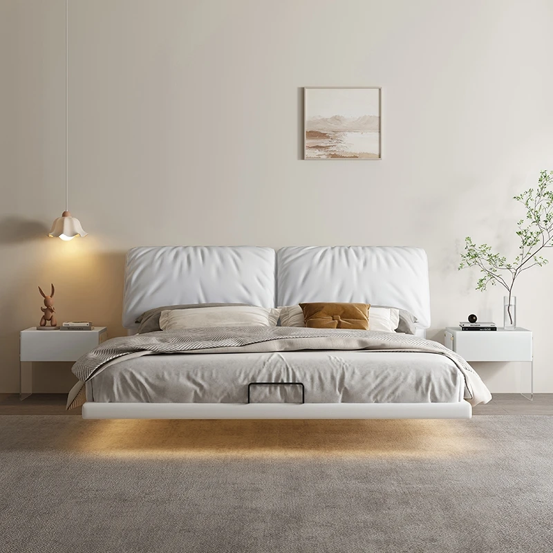 Modern Design Suspended Bed 1.5m or 1.8m Master Bed Luxury Bedroom Furniture Set King Size Double Bed