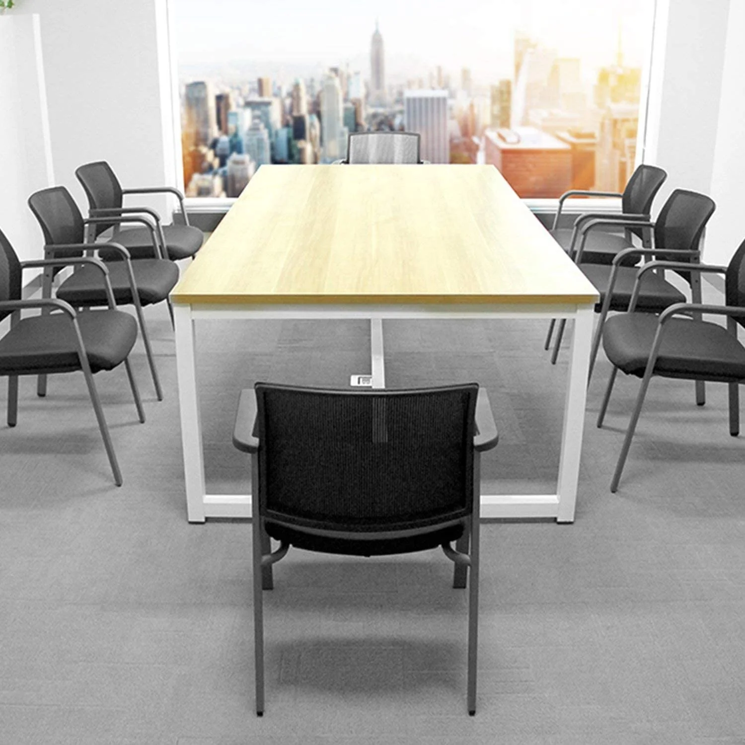 2022 Grey Conference Chair Mesh Back Stacking Chair Ergonomic Lumber Support Fabric Office Chair