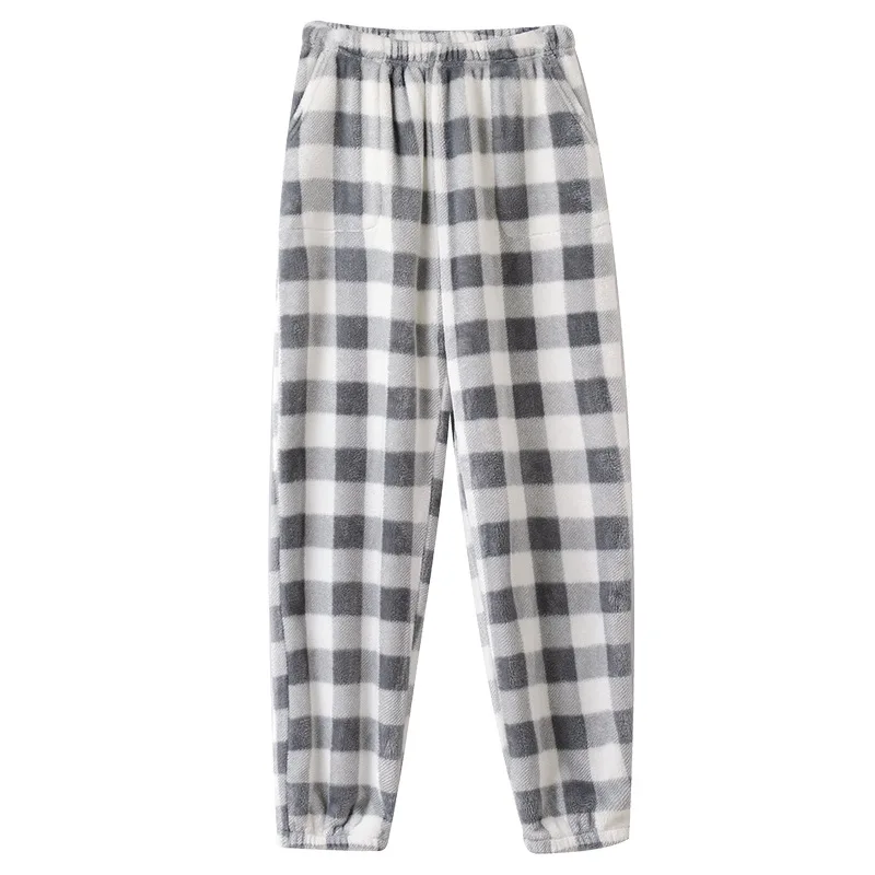 Bulk Wholesale Fall/Winter New Flannel Thickened Warmth Pajama Pants Plaid and Solid for Men & Women