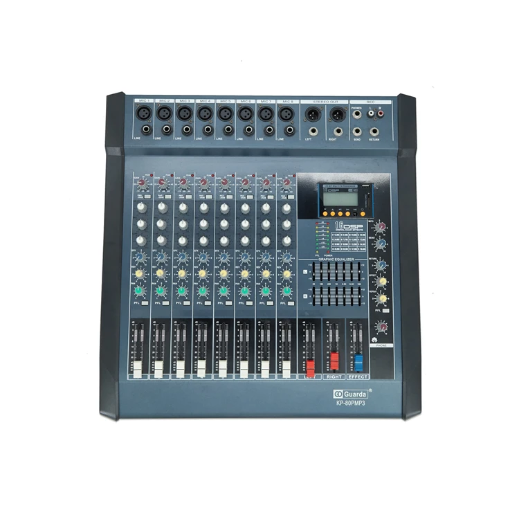 2021 8 channel +48V phantom power KTV performance BT audio mixer usb interface controller