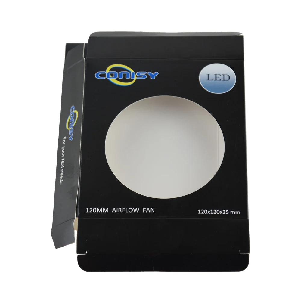 Custom Printing Card Paper Clear PET Window PC Case Airflow Cooling Fan Packaging Hanger Box with Blister Tray